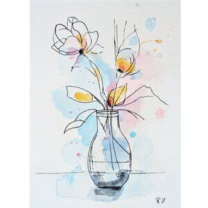 Original Painting Floral in Vase Wall Art Decor